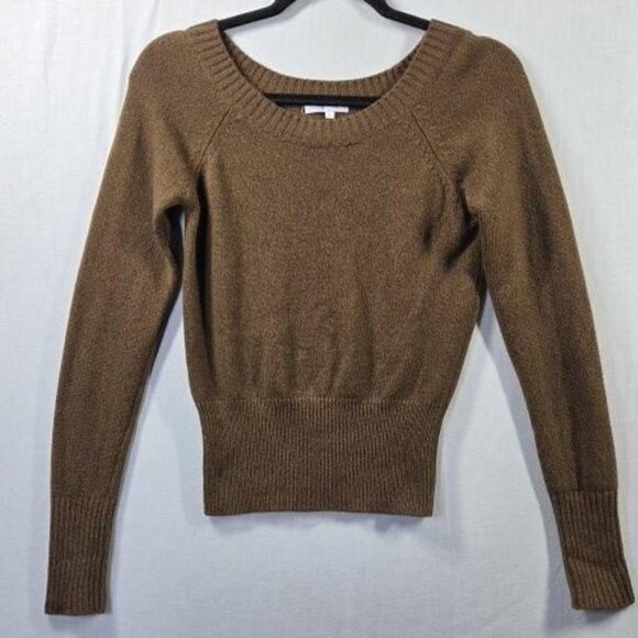 Vince Sweater Womens Small Brown 100% Cashmere Ribbed Hem Long Sleeve Knit - Picture 1 of 9